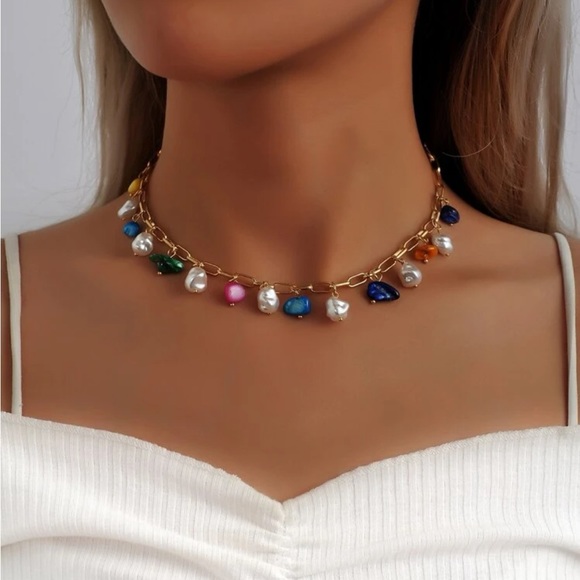 Faux Pearl Charm Necklace - Picture 1 of 3